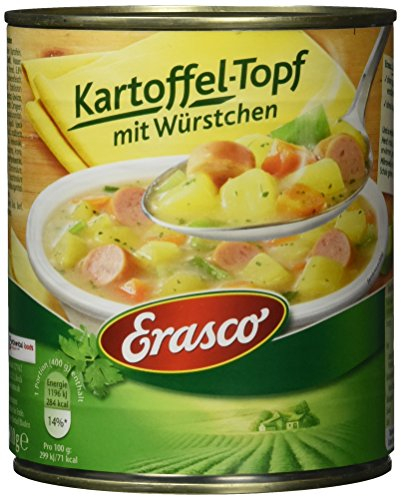 Erasco Kartoffeltopf mit Würstchen (1 x 800g), In rund 5 Minuten fertig – Mit Kartoffeln und Möhren - Einfach lecker