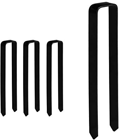 12 x Erdanker, Befestigung Rosenbogen, U-Form, Erdhaken groß, XXL, HBT: 30 x 6,5 x 2,5 cm, Stahl Bodenanker, schwarz | XXL, HBT: 30 x 6,5 x 2,5 cm, Stahl Bodenanker
