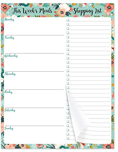 Weekly Meal Planner - Grocery List Magnetic Notepads 7 x 9 Meal Planning Pad with Tear Off Shopping List for Convenient Shopping - Notepad with Magnet for Refrigerator or Desk