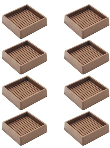 VOCOMO 2X2 Rubber Caster Cups, Non Slip Furniture Pads, Anti-Slip Gripper, Anti Skid Furniture Feet, Anti Slide Floor Protector for Bed Couch Table Chair Stoppers - 8 Pack, Brown