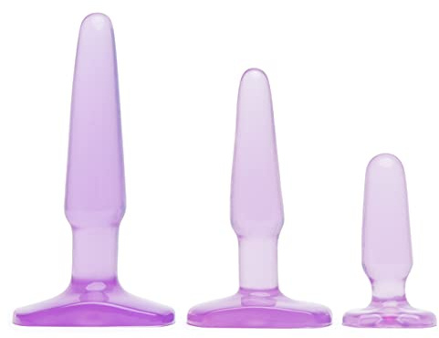 Lovehoney Butt Plugs - 3 Anal Toys for Anal Training - Beginner Friendly with Flared Base & Waterproof - Purple