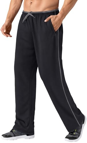 MAGNIVIT Men's Sweatpant Track Pants Open-Bottom Sweat Pants Performance Active Pant Loose-Fit Black/Grey
