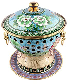 PIAOLING Einzelner Cloisonne Kupfer-Heißer Topf, Alter Beijing-Alkohol Kleiner heißer Topf-Haushalt der altmodischen Shabu-handgemachter Kupfer-Topf (Color : C)