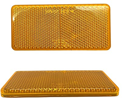 DOJA Barcelona | Anhänger Reflektor Rechteckig | Selbstklebend Rückstrahler | Pack 10 Gelb | Anhänger Beleuchtung, Reflektoren Aufkleber, Auto Reflektoren, Motorrad Reflektorband, Katzenaugen