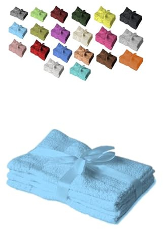 EXKLUSIV HEIMTEXTIL Handtuchserie im Set mit Schleife Marke Gästehandtuch 4er Set 30 x 50 cm Hellblau