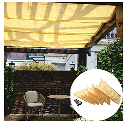 LVLDAWA Einziehbare Sonnenschutzabdeckung, Slide On Wire Cable Terrassendekoration Blackout Cloth, UV-beständiger Sonnenschutz Sonnensegel Für Terrasse, (Farbe : Gelb, Größe : 1.2X3m)