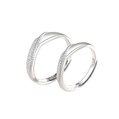 Anelli per Coppie FEDI Nuziali in Argento 925 Anelli di promessa Anniversario, 2 Pezzi - Torto Flash Sand