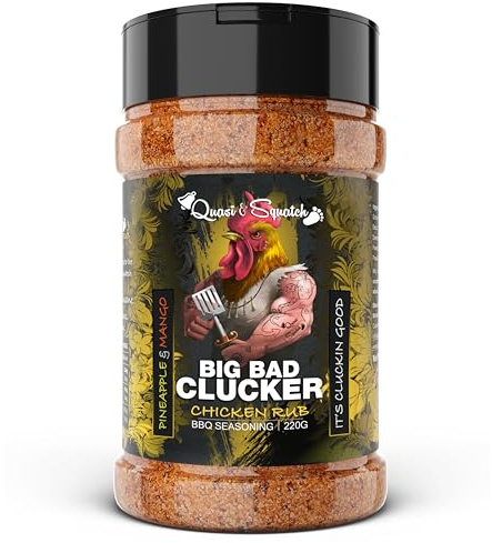 Quasi & Squatch Big Bad Clucker Chicken Rub – Smokey Pineapple & Mango BBQ Dry Seasoning | Sweet & Spicy Rub for Poultry & Grill | 220 g Jar