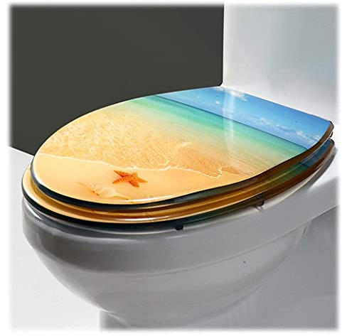 GCCSSBXF Sedile WC bianco Soft Close – Sedile ovale in resina glitterata, sgancio rapido, facile da pulire, comodo rivestimento per bagno, ideale per un aggiornamento scintillante