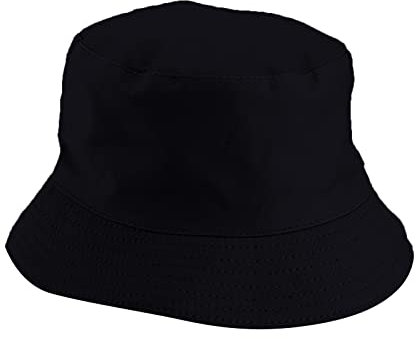 Generisch Unisex-Hut, doppelseitig, wendbar, trendiger Baumwoll-Twill-Leinenhut, Fischerhut, modische Kappe, gewachst, Schwarz , Einheitsgröße