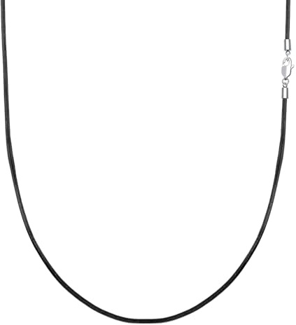 VANSZA Lederkette Echtes Leder Halskette Edelstahl Verschluss 1.5/2/3mm breit Damen Herren Kette für Anhänger charm 45-55cm wählbar DIY Lederschnur (55cm, Schwarz-1.5mm)