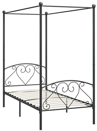 QZZCED Hotelbetten Schlafzimmer-Betten Luxus-Betten Tagesbett Himmelbett-Gestell Grau Metall 120 x 200 cm für Schlafzimmer, Hotels, Wohnungen