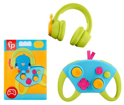 Fisher-Price Spielzeugset für Neugeborene Lernspaß Mini-Gamer-Geschenkset, Babyrassel, Beißring und Knister-Aktivitäten für Kleinkinder ab 3 Monaten, HYR57 | Spiel-Controller, Rassel-Beißring und Knister-Aktivitäten, Neugeborenen-Spielzeug für Kleinkinder ab 3 Monaten