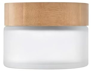 1PC 100ml/3.5oz Empty Frosted Glass Cream Jar with Wood Grain Lid Refillable Travel Makeup Cosmetic Face Lotion Cream Emulsion Container Bottle Storage Pot with Inner Linner