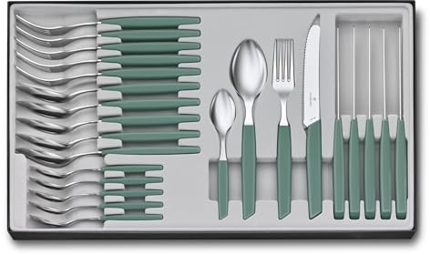 Victorinox Modern, Juego de Cubiertos, 24 piezas, cuchilla extra afilada, apto para lavavajillas, Sage