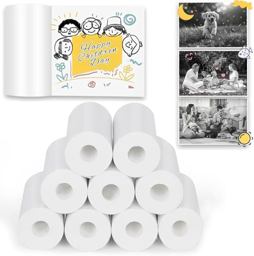 ARNSSIEN 9 Rollen Druckpapier für Kinderkamera, Sofortdruck HD-Thermopapier-Set, Tragbares Nachfülldruckpapier für Kinderkamera