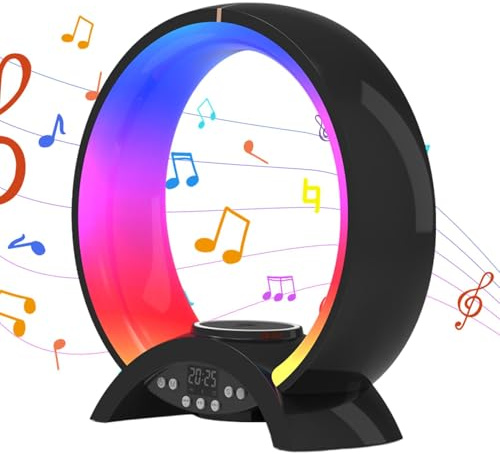 Lampade Da Comodino - Caricatore Con Altoparlante Wireless, Sveglia RGB Con Caricabatterie Wireless | Lampada Da Tavolo A LED Intelligente Con Altoparlante Wireless, Lampada Da Comodino Con Sveglia E