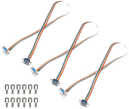 sourcing map 3 Pcs IDC Serial Cable Rainbow Wire Flat Ribbon Cable DB9 Male to DB9 Female 19.7 Inch Length 2.54mm Pitch Breadboard Jumper Wires for Electronic Projects