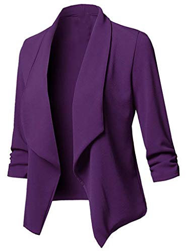 aaSccex Sassyclassy, blazer da donna, elegante, con blazer corto, rosso, giacca sportiva, elegante, per feste, abbigliamento da lavoro, casual, elegante, Lilla, 3XL