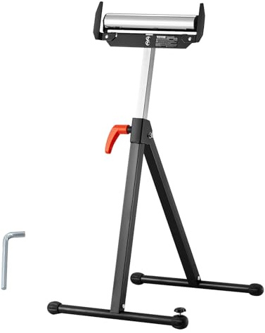 Happybuy Roller Stand, 250 lb Load Capacity, 27 in - 43 in Adjustable Height, Folding Heavy Duty with Edge Guides & 11.5 in Polished Steel Roller Head