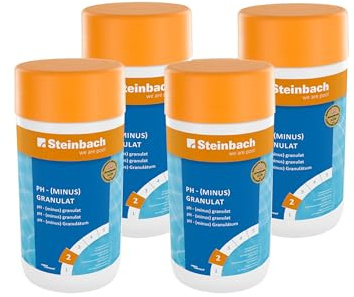 Steinbach Poolpflege pH-Minus Granulat – 0753001TS04 – 4x1,5 kg – Zur pH-Wert-Senkung im Pool/Gut löslich & staubreduziert/Für bessere Wirksamkeit von Chlor & Desinfektionsmitteln