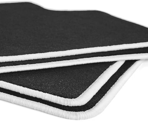 AUTOTEPPICH-Stylers NF100 Schwarze Fußmatten passend für VW Scirocco I + II 1 + 2 1974-1992 mit Rand in Weiss