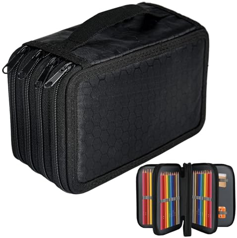 Rzspher Federmäppchen Große 72 Slots Federmappe, 20 x 12,5 x 8.3 cm Federmappe, Federtasche Mäppchen mit Reißverschluss für Schule Studenten, Arbeit, Office Pen Organizer Holder Schulmaterial