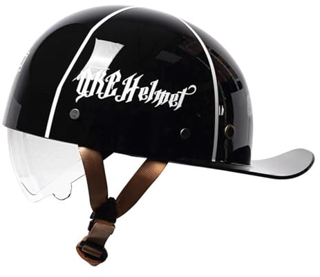 Mezzo Casco Moto Vintage Tedesco Caschi A Faccia Aperta Retrò Omologato DOTECE Cappellino Baseball Caschi Jet E Demi-Jet Con Visiera Donna Uomo Adulto Casco A Scodella E,M:57-58CM