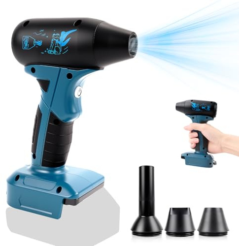 PlsMupn Mini Soffiatore 18V, 130000RPM Soffiatore Elettrico Senza Fili(Batteria Non Inclusa), Motore Brushless Aggiornato Leggero per Giardino, Prato, Auto, Cortile, Foglie