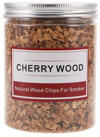 SHINEOFI Trucioli di Legno Naturali di Ciliegio per Affumicatura Barbecue 125G Cippato per Grigliate e Picnic all’Aperto Fumo Ricco e Uniforme per Carne Pesce e Cocktail