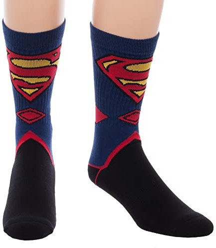 Bioworld Superman Suit Up Crew Socks, Black