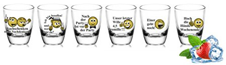 Sendez 6 Schnapsgläser Tequilagläser mit Sprüchen Gläser Schnaps Shots Stamper Wodkagläser Barrel