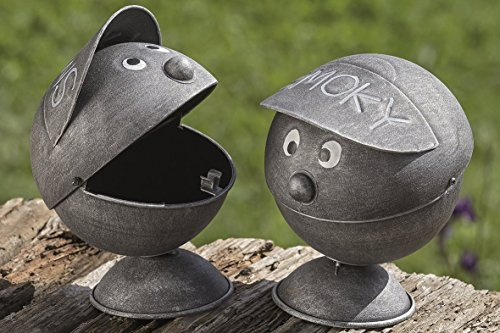 Boltze Sturmaschenbecher Smoky - 1 Stück aus Eisen Rund Gesicht Form für Balkon Garten Terrasse