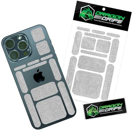 Dragon Grips 13 Pcs Rubber Cell Phone Grip Tape Compatible with iPhone Rubberized Tape Clear Stickers, 1 Pk