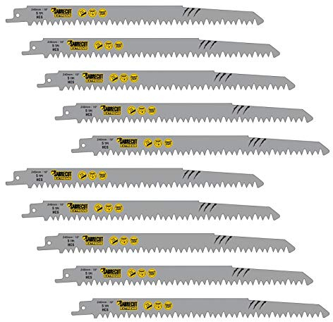 10 x SabreCut SCRS1531L_10 240mm 5 TPI S1531L Very Fast Wood Cutting Reciprocating Sabre Saw Blades