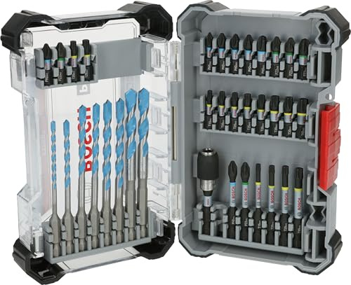 Bosch 35x PRO Impact Gemischtes Set, Display, 6 x 35-tlg. | für Beton, Weiche Fliesen, 200 x 107 mm, Professional Zubehör Schraubendreher, Bohrmaschine/Schrauber