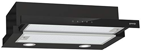 Gorenje TH 64E4BG Dunstabzugshaube/ LED Beleuchtung/ Polyurethanfilter/ Abluft oder Umluftbetrieb, Schwarz / Glas -450 M³/H Leistung