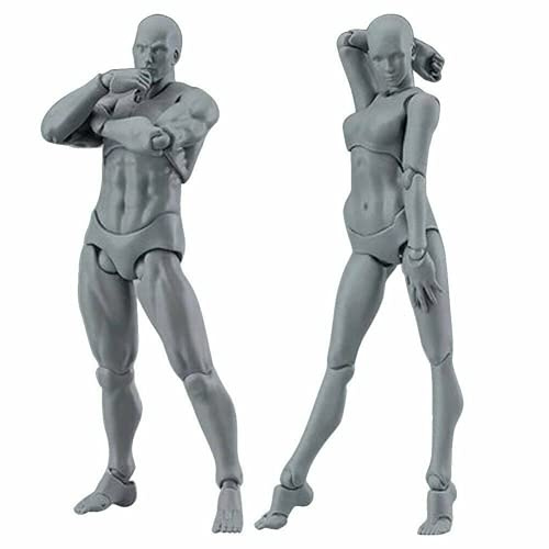 ausuky Zeichenfiguren für Künstler Action Figur Modell Mannequin / Frau Kit (Grau, Frau+Mann)