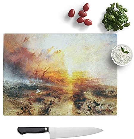Typhoon Coming by Joseph Mallord William Turner - Textured Chopping Board - Worktop Saver - Cutting Board - Heat Resistant, Shatterproof and Hygenic - 28.5 x 20 cm