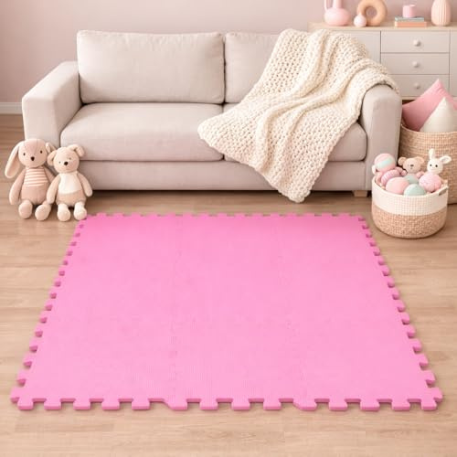 LittleTom 9 Piezas Alfombra Bebé Desde el Primer Mes - 30x30 cm Colchoneta de Espuma EVA Acolchada - Superficie Puzzle Antideslizante para Niños Pequeños - Suelo Protector para la Habitación Infantil