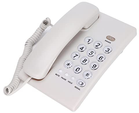 Topiky Téléphone Filaire,Téléphone à Gros Boutons pour Personnes âgées,Téléphone Fixe Filaire de Bureau,Sonnerie Forte,Prise en Charge de la Sourdine,Pause,Fonction de Sonnerie pour(Blanche)