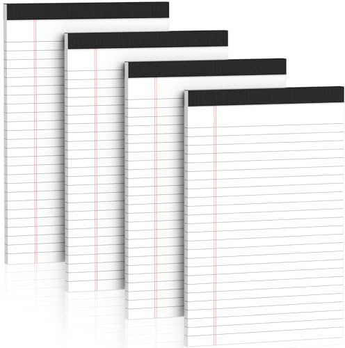 Nichela 5 x 8 Note Pads 4 Pack of Legal Pads 21lb Notepad College Ruled Legal Pad 30 Sheets Perforated Small Writing Pads Double-Side Printed Pad of Paper for School, College, Office