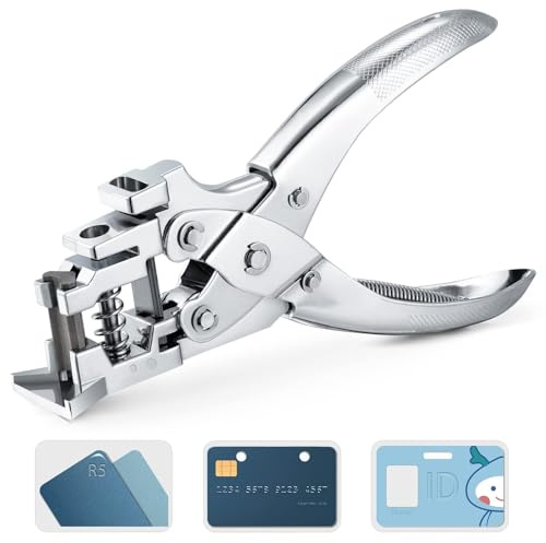 3 in 1 Badge Slot Hole Punch for ID Card: IMLIKE Handheld Card Puncher Suitable for PVC Material, Business Cards and Cardstock(1/8×33/64 Slot Hole, 3/16 Round Hole and R5 Corner Rounder in one)