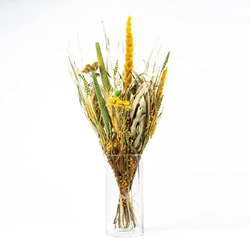 artplants.de Trockenblumenstrauß Eleanor mit Rispen, gelb-grün, 65 cm, Ø14 cm - Strauß getrocknete Blumen