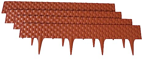 Beeteinfassung in Rattan-Optik, Farbton Terracotta, biegbar und flexibel erweiterbar, Beetumrandung aus Kunststoff, zur Dekoration und Abgrenzung