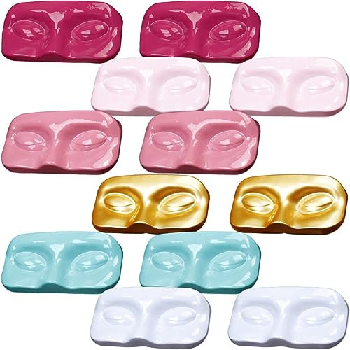 Mobestech 12Pcs Empty Eyelash Trays Holder Plastic False Eyelash Storage Cases Fake Packaging Boxes Face Shape Lash Container Holder Storage Trays