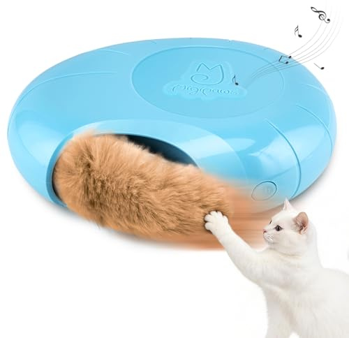 Migipaws elektrisches Katzenspielzeug mit beweglichem Plüschschwanz – Interaktives Versteckspiel mit Mäuseloch, Katzenminze & Quietschfunktion – Intelligentes Spielzeug für Katzen & Kätzchen