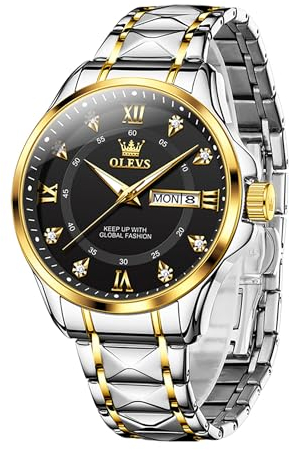 Raitown Armbanduhr Herren Edelstahl Analog Quarz Uhr Männer Wasserdicht Leuchtende Mode Business Klassisches Silber Schwarz Gold Blau Herrenuhr Geschenk für Männer
