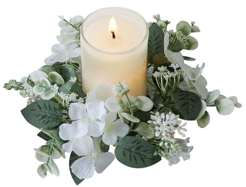 Blumenkerzenringe Mini Kranz 10 Zoll Kleiner Kerzenkranz Künstliche Kerzenringe Für Säulen Hortensien Kerzenringe Kränze Für Hochzeit Zuhause Weiß