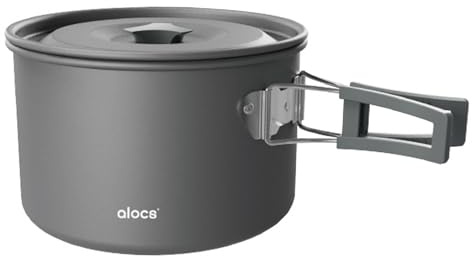 doorslay Camping Topf, Aluminiumlegierung Camping Kochtopf, Camping kochgeschirr 1L/1.7L/3L (optional), Outdoor Geschir Set mit Deckel und faltbarem Griff, für Camping Picknick Wandern